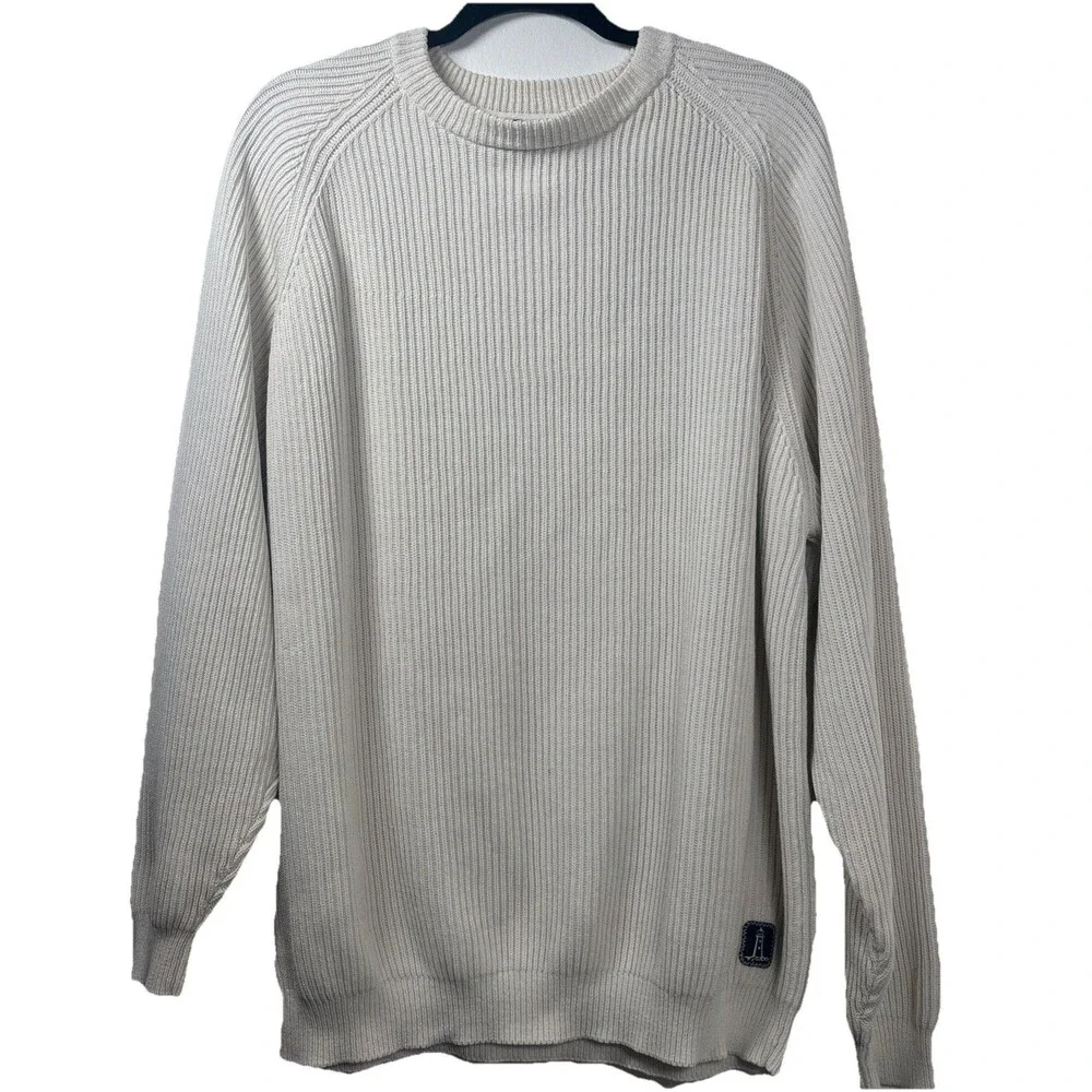 VTG 90s Rockport sweater Men's/ Unisex cream Ribbed knit 84% Cotton 16% Nylon XL